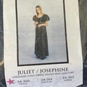 FULL LENGTH Juliet/Josephine Costume Dress Regency Renaissance Lace-up Vest Cap